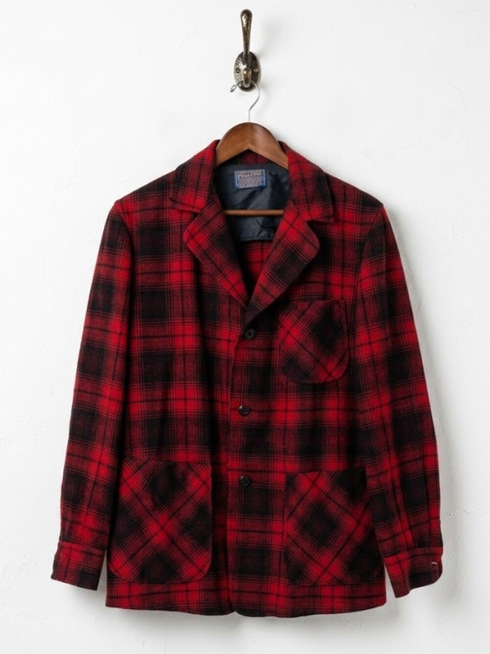 Vintage Pendleton 49er Wool Jacket - Men’s Small - Red Black Plaid - Rare Menswe